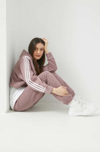 Mikina adidas Originals dámská, růžová barva, s kapucí, hladká