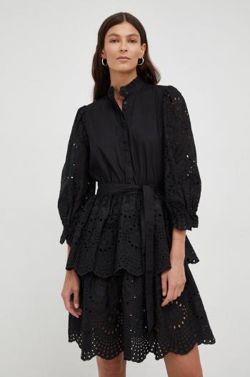Bavlněné šaty Bruuns Bazaar černá barva, mini