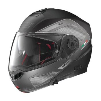 Moto helma Nolan N104 Absolute Tech N-Com Barva Metal White, Velikost L (59-60)