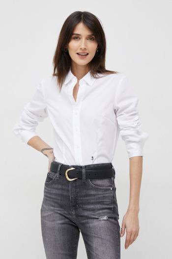 Bavlněné tričko Seidensticker bílá barva, slim, s klasickým límcem
