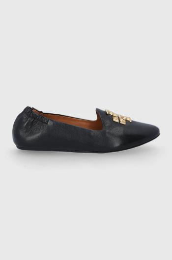 Kožené baleríny Tory Burch Eleanor Loafer dámské, černá barva