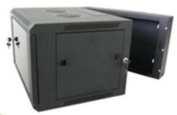 XtendLan 19" dvoudílný nástěnný rozvaděč 12U, šířka 600mm, hloubka 550mm, skleněné dveře-kouřové sklo,nosnost 60kg,černý, WD-12U-65-BLACK