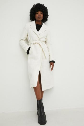Kabát s vlnou Answear Lab bílá barva, přechodný, bez zapínání
