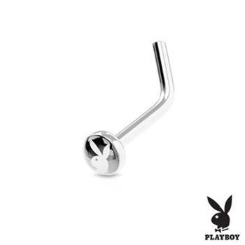 Šperky4U Zahnutý piercing do nosu - Playboy černý - N0034-K