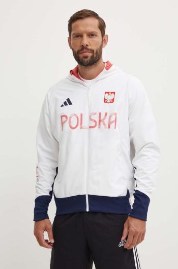 Bunda adidas Performance Poland pánská, bílá barva, přechodná, JF6676