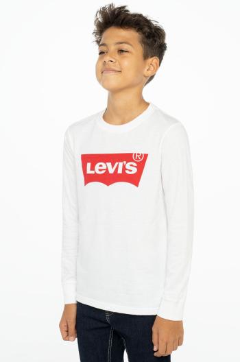 Dětské tričko s dlouhým rukávem Levi's bílá barva, s potiskem