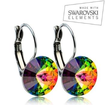 Ocelové náušnice RIVOLI 12 mm SWAROVSKI Elements Vitrail Medium ASW03