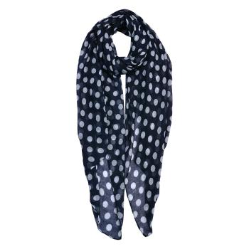 Tmavě modrý šátek s bílými puntíky Print Blue - 90*180 cm JZSC0671BL