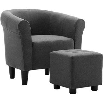 2dílná sada křeslo a stolička tmavě šedá textil (248035)