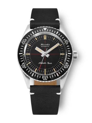 Nivada Grenchen Antarctic Diver 32044A17 - Black Leather White stitching