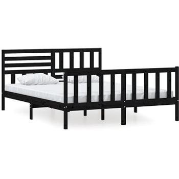 Rám postele černý masivní dřevo 160 × 200 cm, 3101167 (3101167)