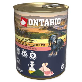 Konzerva ONTARIO Puppy kuřecí paté se spirulinou 800 g