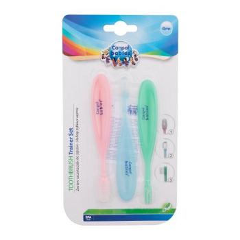 Canpol babies Baby Toothbrush Trainer Set dárková kazeta masážní kartáček 1 ks + gumový kartáček na čištění prvních zoubků 1 ks + zubní kartáček 1 ks