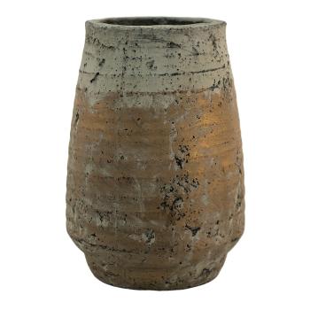Béžovo-hnědý cementový květináč / váza s patinou Mosse - Ø19*27 cm 6TE0427