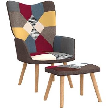 Relaxační křeslo se stoličkou patchwork textil , 328184 (328184)