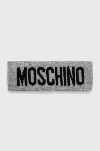 Vlněná čelenka Moschino šedá barva