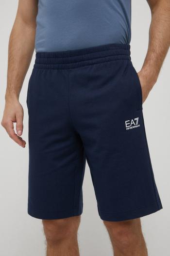 Bavlněné šortky EA7 Emporio Armani pánské, tmavomodrá barva