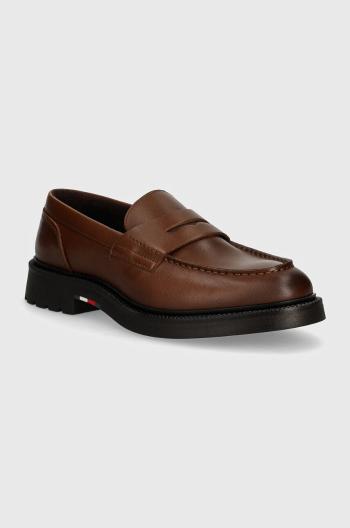 Kožené mokasíny Tommy Hilfiger LIGHT HILFIGER LEATHER LOAFER pánské, hnědá barva, FM0FM05089