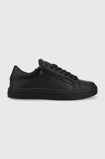 Kožené sneakers boty Calvin Klein Low Top Lace Up W/zip Mono , černá barva