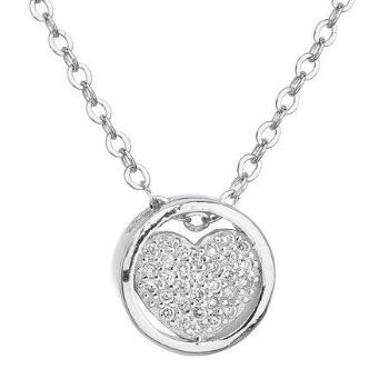 Evolution Group Stříbrný náhrdelník se zirkonem bílé srdce 12027.1