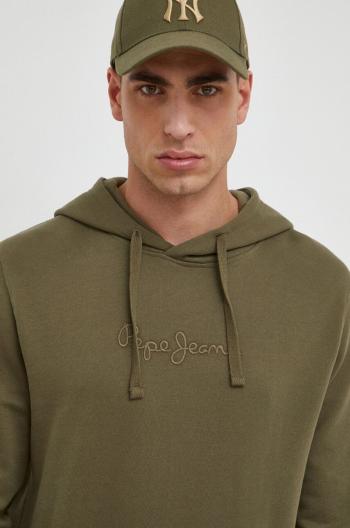 Mikina Pepe Jeans JOE HOODIE pánská, zelená barva, s kapucí, melanžová, PM582573