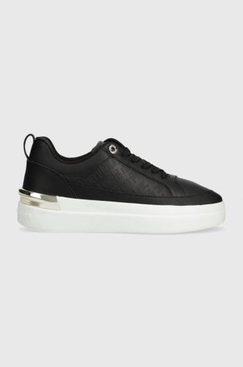 Kožené sneakers boty Tommy Hilfiger LUX COURT SNEAKER MONOGRAM černá barva, FW0FW07808