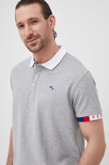 Polo tričko Pepe Jeans Felix pánský, šedá barva, s potiskem