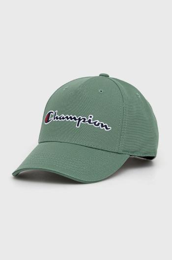 Bavlněná čepice Champion 805550 zelená barva, s aplikací