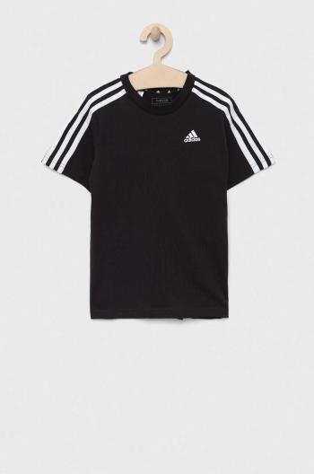 Dětské bavlněné tričko adidas U 3S černá barva, s aplikací