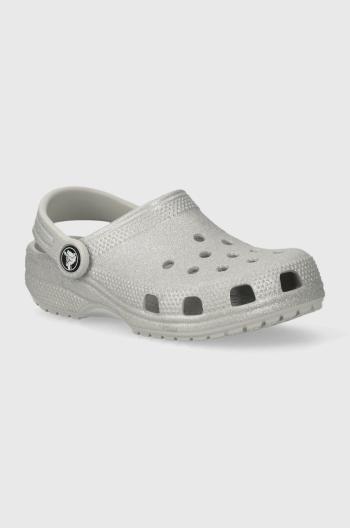 Dětské pantofle Crocs CLASSIC GLITTER CLOG šedá barva