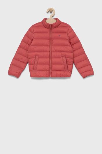 Dětská péřová bunda Tommy Hilfiger fialová barva