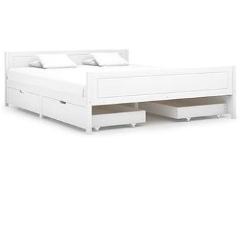 Rám postele se 4 zásuvkami bílý masivní borovice 160 × 200 cm, 3060505 (3060505)