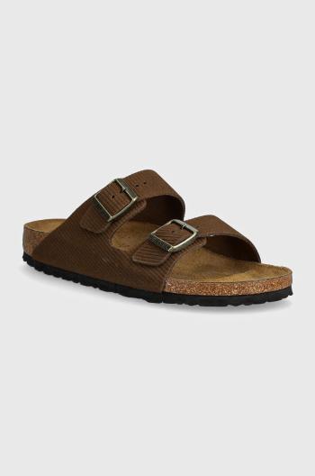 Semišové pantofle Birkenstock Arizona dámské, hnědá barva, 1028264