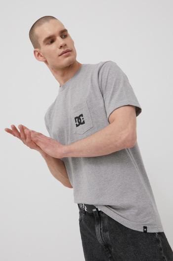 Bavlněné tričko DC šedá barva, s potiskem