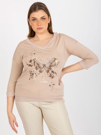 BÉŽOVÉ  TRIČKO S MOTÝLEM YOU ARE LIFE -RV-BZ-8478.20P-BEIGE Velikost: ONE SIZE