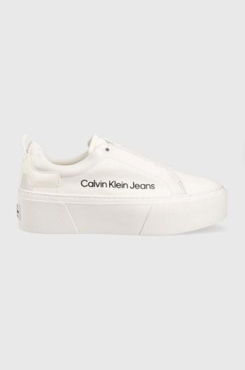 Sneakers boty Calvin Klein Jeans Vulcanized Flatform, bílá barva