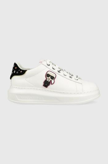 Kožené sneakers boty Karl Lagerfeld KL62547 KAPRI bílá barva