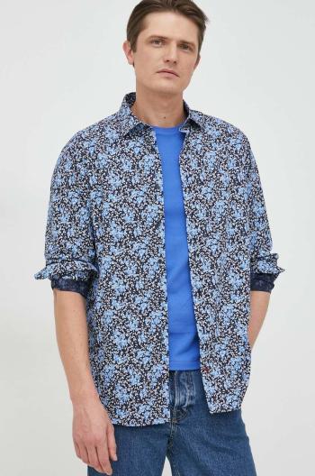 Bavlněné tričko Tommy Hilfiger tmavomodrá barva, regular, s klasickým límcem