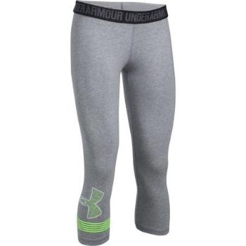 Under Armour Dámské 3/4 legíny Favorite Capri Graphic, true gray heather / quirky lime / white, XS