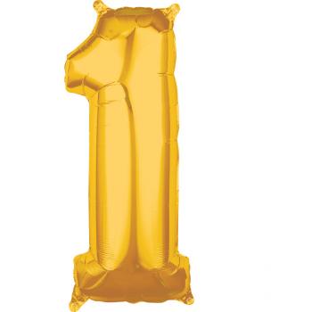 Amscan Fóliový balónek narozeninové číslo 1 zlatý 66cm