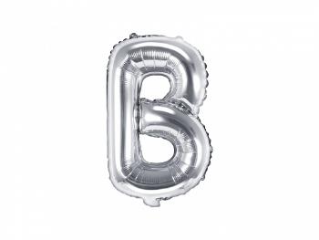 PartyDeco Fóliový balónek Mini - Písmeno B stříbrný 35cm