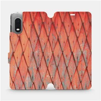 Flipové pouzdro na mobil Samsung Xcover PRO - MK01S Oranžový vzor dřeva (5903516239894)