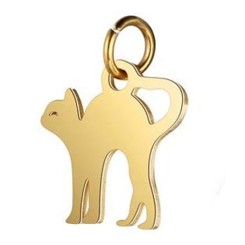 Šperky4U Malý zlacený ocelový přívěšek kočička - OPP1645-GD