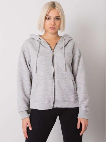 SVĚTLE ŠEDÁ DÁMSKÁ MIKINA NA ZIP S KAPUCÍ RV-BL-7451.23-GRAY Velikost: L/XL