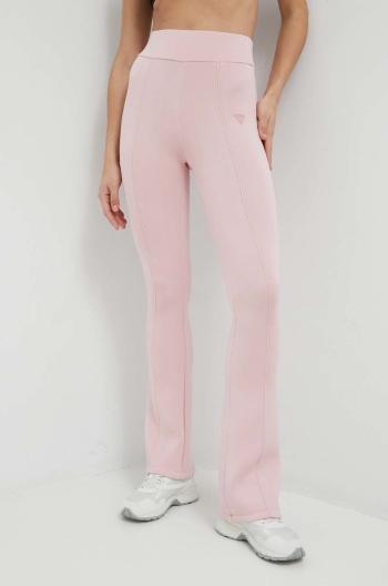 Kalhoty Guess dámské, růžová barva, hladké