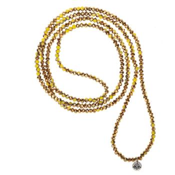 Žluto zlatý korálkový náhrdelník - 4 mm MLNB0128
