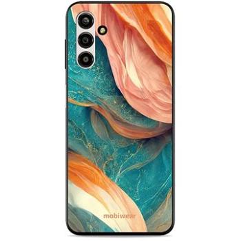 Mobiwear Glossy lesklý pro Samsung Galaxy A13 5G - G025G - Azurový a oranžový mramor (5904808526739)