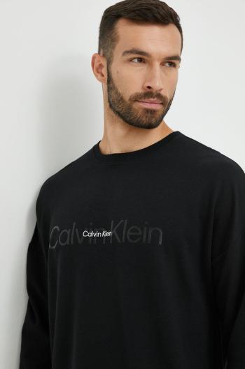 Pyžamová mikina Calvin Klein Underwear pánská, černá barva, s potiskem