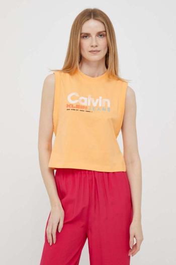 Bavlněný top Calvin Klein Jeans oranžová barva, J20J221359