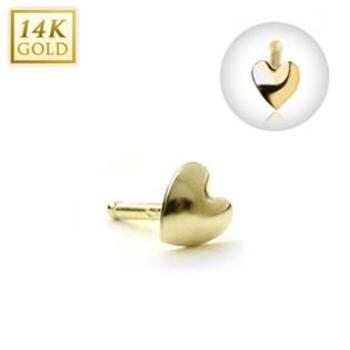 Šperky4U Zlatý piercing do nosu - srdíčko, Au 585/1000 - ZL01119-YG